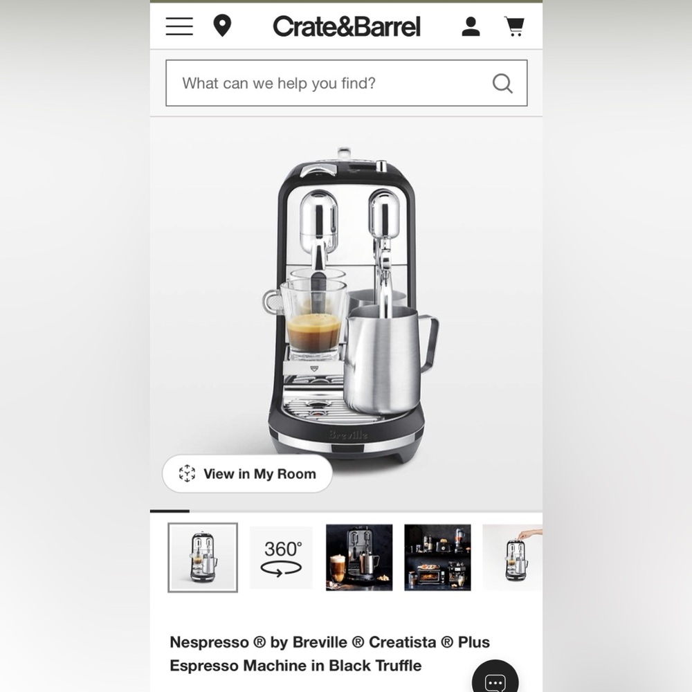Breville Nespresso Creatista Plus Black Truffle Espresso Machine